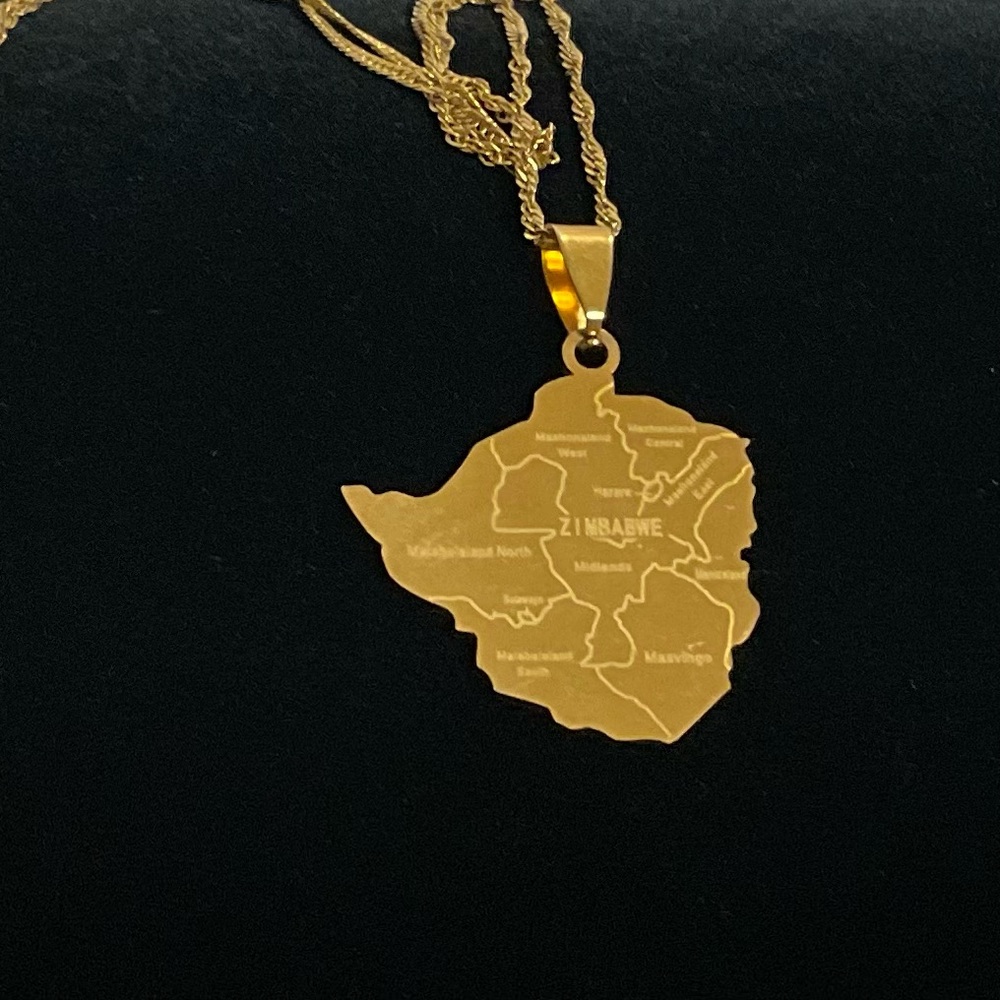 ZIMBABWE MAP PENDANT 18k Gold Plated - Picture 10 of 12